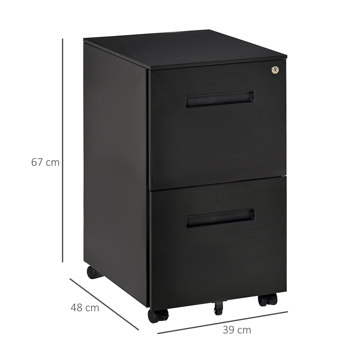 easycomfort easycomfort cassettiera ufficio con ruote schedario portadocumenti a 2 cassetti con serratura e 2 chiavi in acciaio 39x48x67cm nero