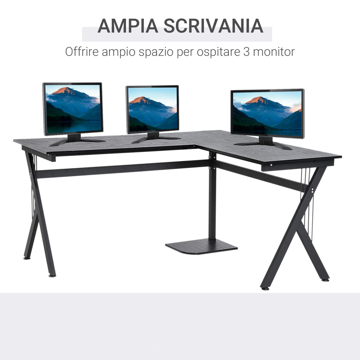 easycomfort easycomfort scrivania angolare per ufficio in legno nero 155x130x76cm ean 8054144139142