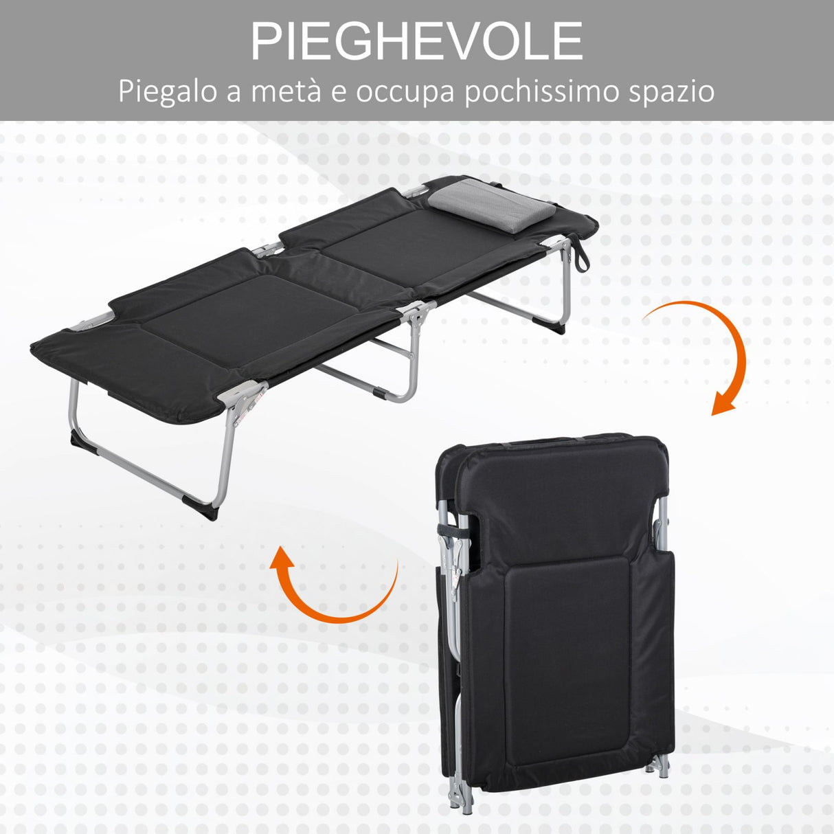easycomfort easycomfort brandina pieghevole e imbottita letto da campeggio nero