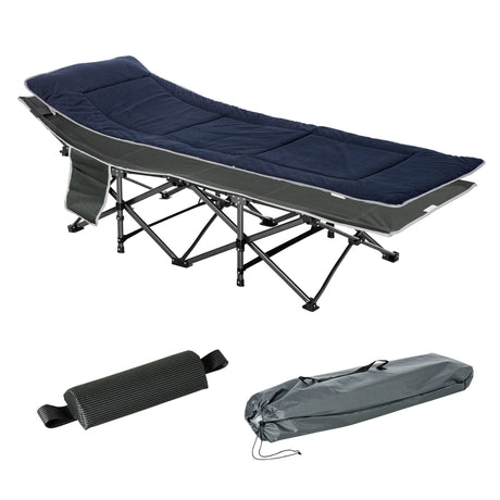 easycomfort lettino pieghevole da campeggio per adulti con cuscino e borsa trasporto 188x64.5x53cm blu