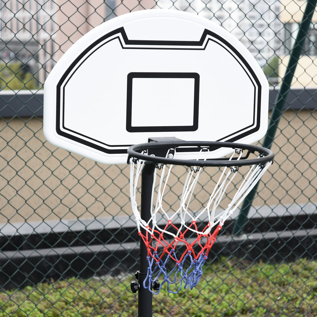easycomfort canestro basket per bambini ad altezza regolabile 132.5   161.5 cm con base riempibile e ruote multicolore