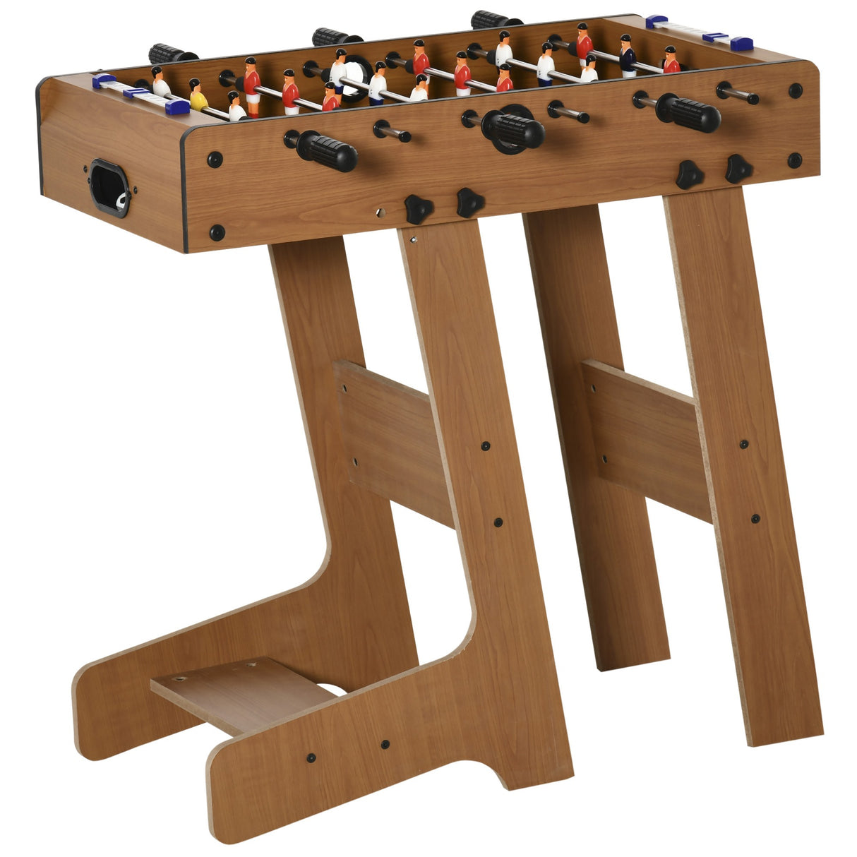 easycomfort calcio balilla pieghevole in legno con 6 aste 18 giocatori e segnapunti 69x37x70cm