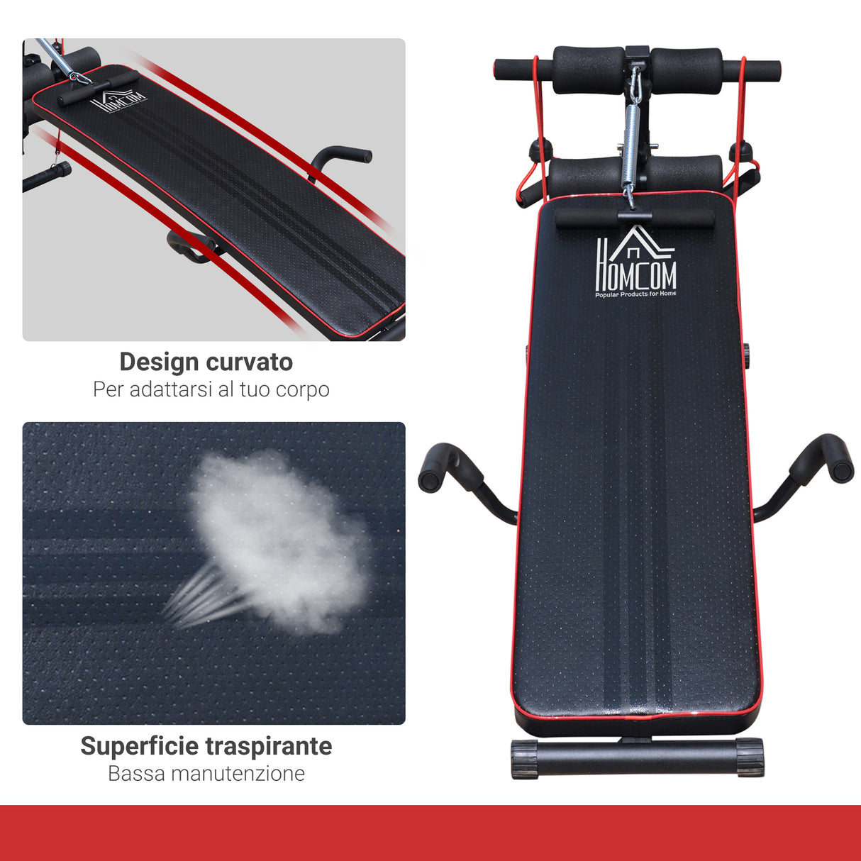 easycomfort easycomfort panca per addominali inclinata multifunzione e regolabile 56.5 x 135 cm
