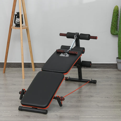 easycomfort easycomfort panca per addominali pieghevole e regolabile con imbottitura nera e rossa