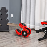 easycomfort set pesi da 20kg in dotazione 1 bilanciere e 2 manubri dischi con rivestimento in plastica antigraffio rosso