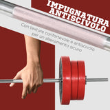easycomfort area occasioni easycomfort set bilanciere e dischi 65kg totali per workout in casa in metallo sabbia di ferro e gomma rosso