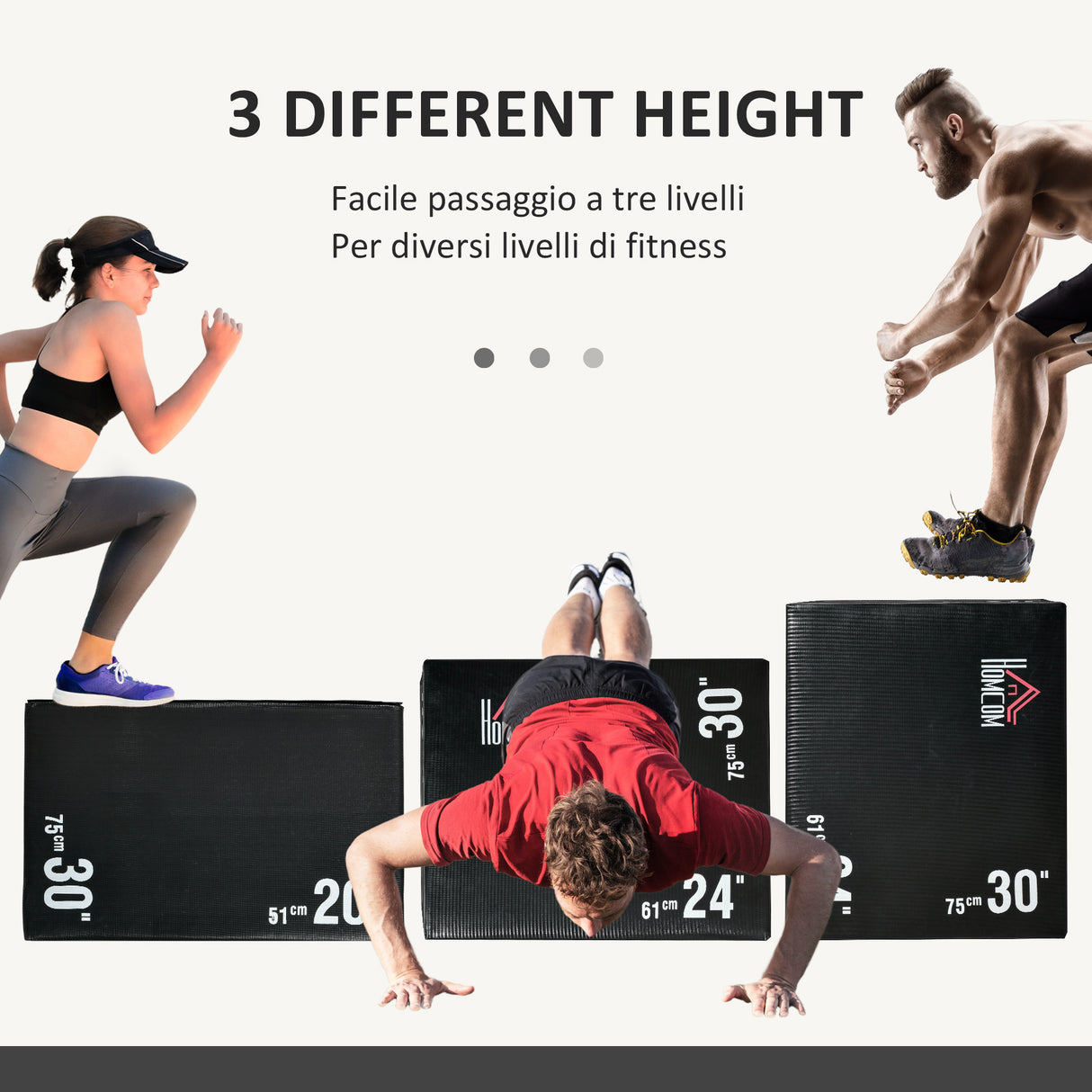 easycomfort plyo box 3 in1 a 3 altezze jumping box pliometrico capacita 120kg 75x51x61cm nero