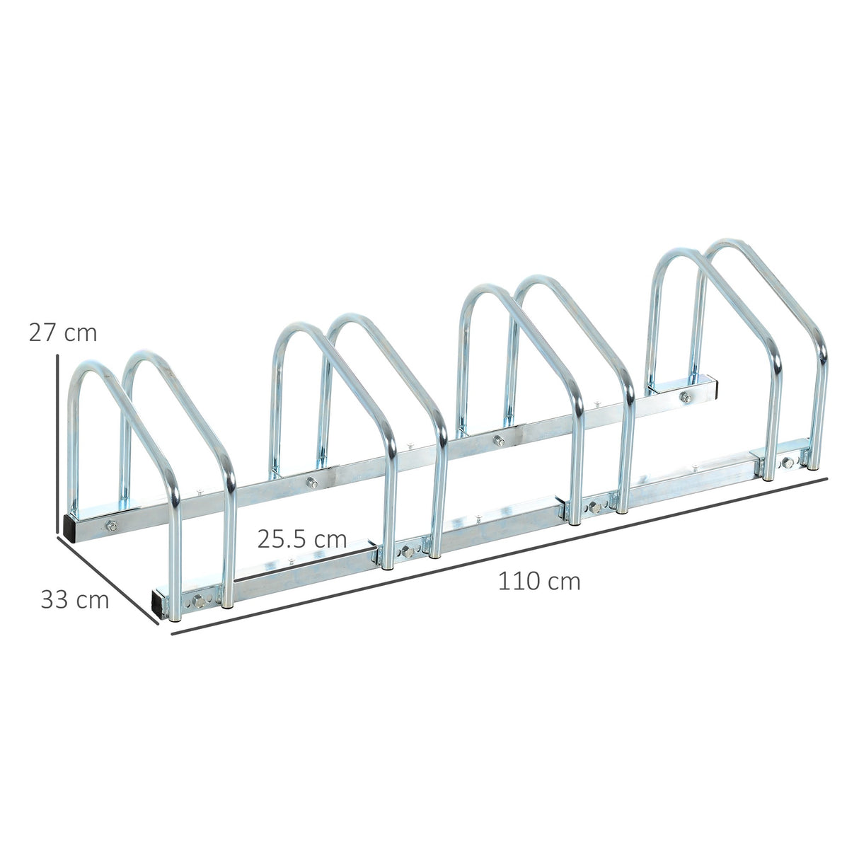 easycomfort rastrelliera portabiciclette parcheggio per 4 biciclette in acciaio 110x33x27 cm argento