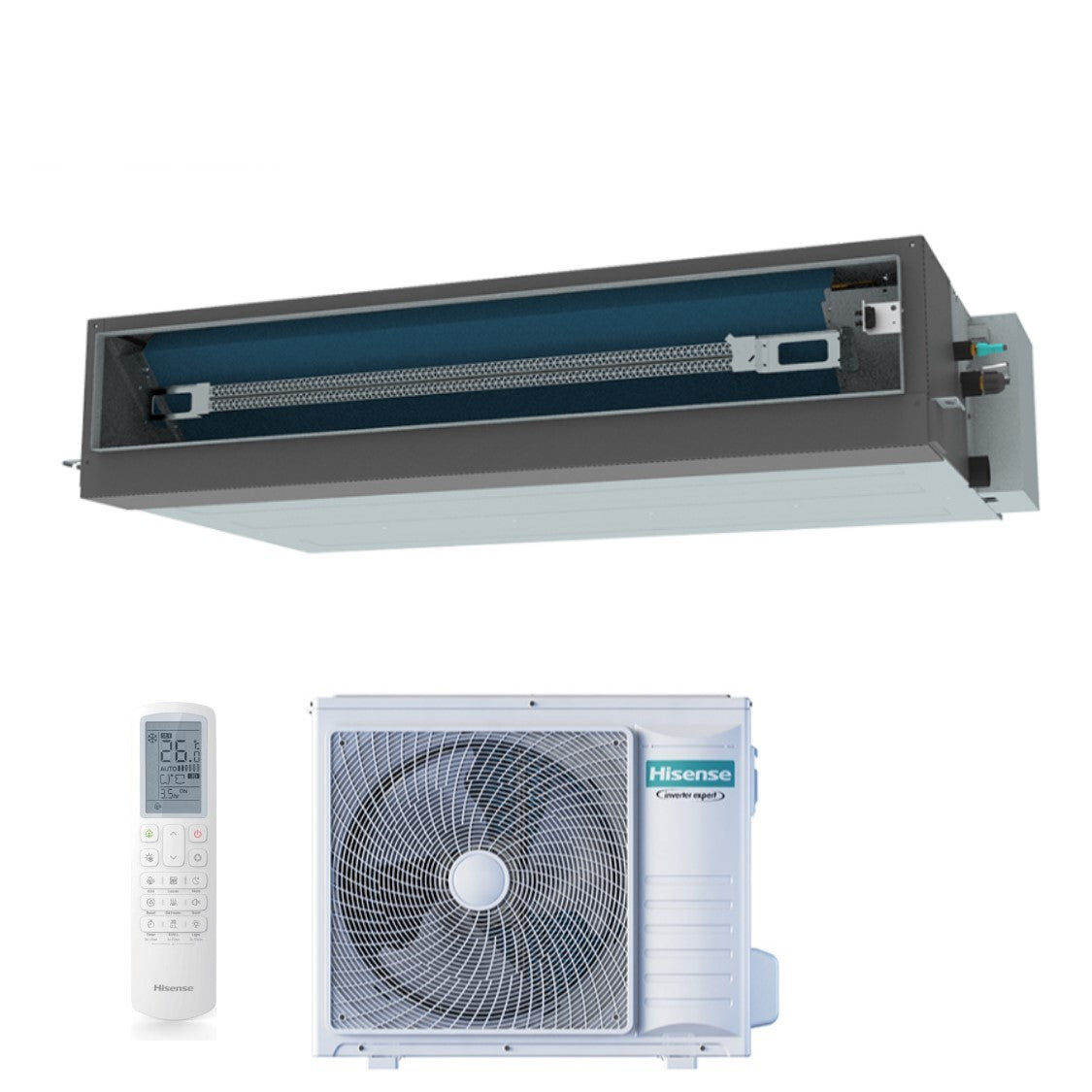 Air conditioner Hisense Inverter Canalizzato Canalizzabile series SUPER 24000 Btu AUD71UX4RFM8 + AUW71U4RJ7 R-32 optional Wi-Fi Classe A++/A+ with Telecomando di series