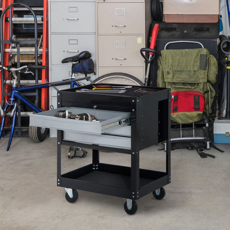 easycomfort easycomfort carrello da officina professionale cassettiera portautensili in lamiera nero 68x46x88cm