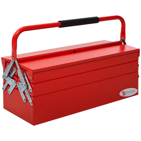 easycomfort cassetta porta attrezzi in acciaio pieghevole con 5 vassoi valigetta porta attrezzi 56x20x21 34cm rosso
