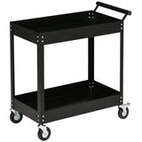 easycomfort carrello porta attrezzi a 2 ripiani in acciaio 84.5x38x84cm nero
