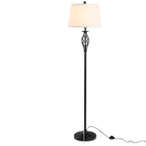 easycomfort easycomfort set 3 pezzi 1 lampada da terra e 2 lampade da tavolo in metallo design vintage lampadine e27 nero e bianco ean 8054144133508