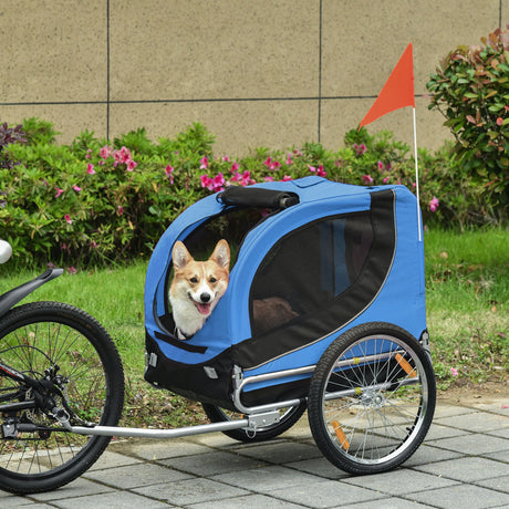 easycomfort easycomfort rimorchio bici per cani azzurro e nero 130x90x110cm