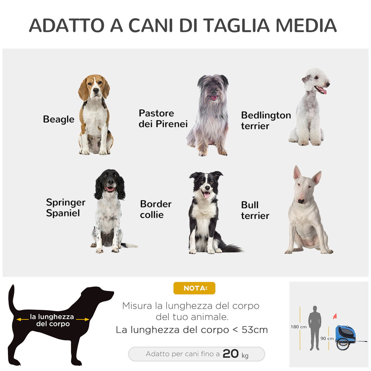 easycomfort easycomfort rimorchio bici per cani azzurro e nero 130x90x110cm