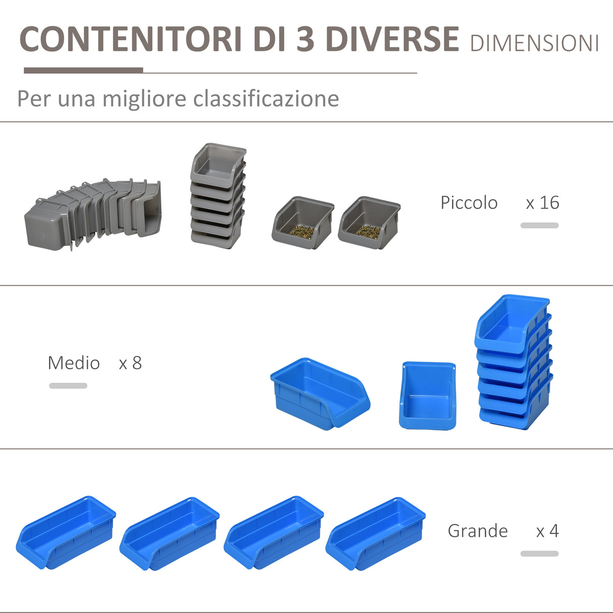 easycomfort cassetta portautensili da 44pz con scatole regolabili e rimovibili in pp blu e grigio 54x22x95 cm