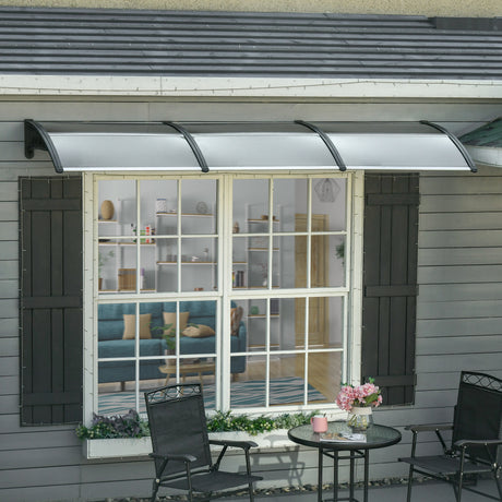 easycomfort easycomfort pensilina da esterno per finestre e porte in policarbonato e alluminio 303x100x26cm marrone