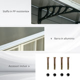 easycomfort tettoia da esterno in policarbonato per porte e finestre con kit montaggio 100x100x26cm marrone