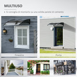 easycomfort tettoia da esterno in policarbonato per porte e finestre con kit montaggio 100x100x26cm marrone