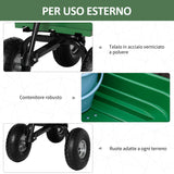 easycomfort easycomfort carrello da giardino con struttura in acciaio e pneumatici 108x52x100cm verde