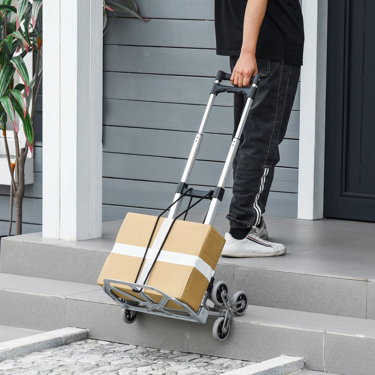 easycomfort easycomfort carrello portapacchi pieghevole in alluminio con 6 ruote per scale carico 70kg
