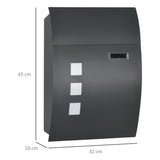 easycomfort cassetta postale ricurva in acciaio con 3 fessure e 2 chiavi di sicurezza 45x10x32 cm grigio
