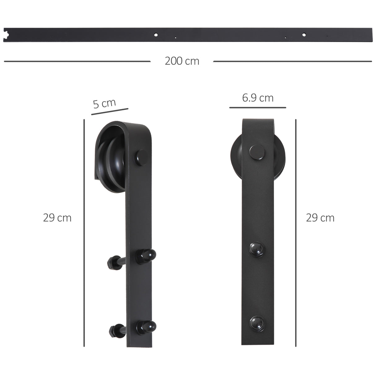 easycomfort easycomfort binario per porta scorrevole kit accessori con binario e rulli tappi in stile rustico portata 90kg acciaio al carbone nero ean 8054111845410
