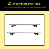 easycomfort barre portapacchi per auto con serratura e chiavi in lega di alluminio 125x5.5x7cm max. 75 kg