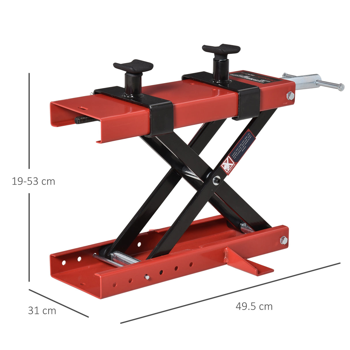 easycomfort cavalletto alzamoto a forbice centrale regolabile fino 500kg in metallo rosso