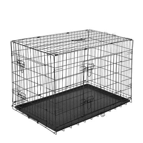easycomfort easycomfort gabbia trasportino in acciaio per animali pieghevole nero 122x77x82cm