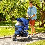 easycomfort easycomfort passeggino per cani carrello per animali domestici blu 75 x 45 x 97cm