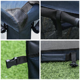 easycomfort borsa per cani a 3 ingressi con cuscino e sacche portaoggetti in tessuto oxford blu e metallo 70x51x50 cm