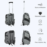 easycomfort trasportino zaino per cani e gatti con tasche laterali maniglia telescopica e ruote 42x25x55cm grigio