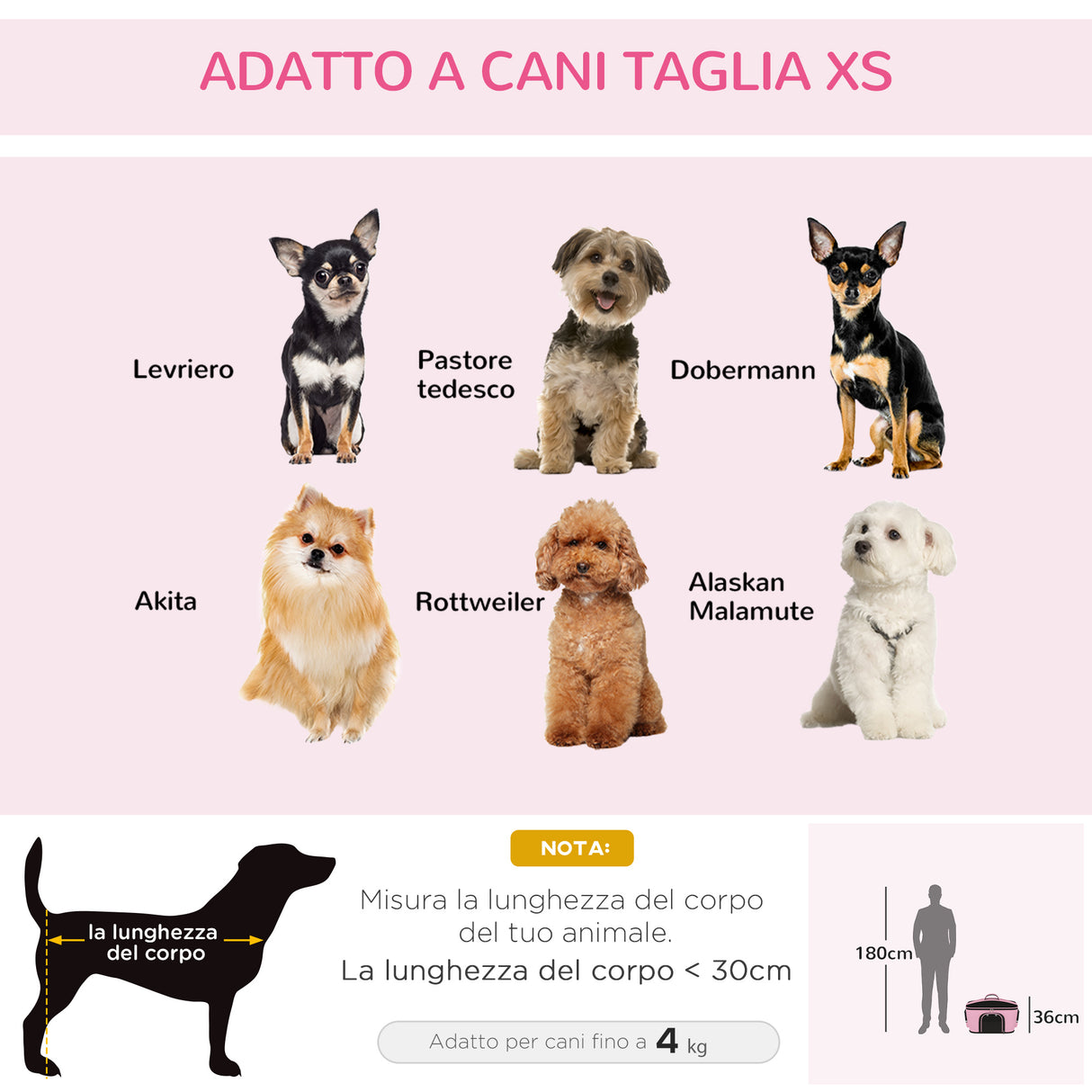 easycomfort borsa trasportino per cani e gatti con 2 porte a cerniera 50x35x36cm rosa