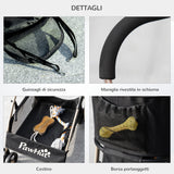 easycomfort passeggino per cani pieghevole con trasportino rimovibile e tettuccio 82x49.5x98cm nero