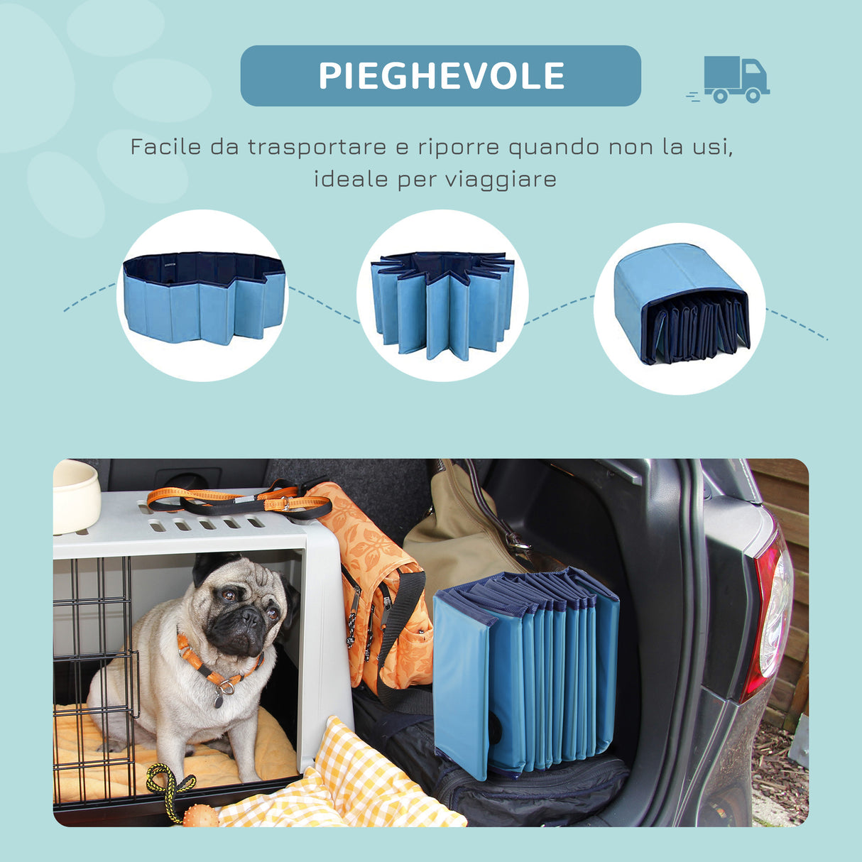 easycomfort easycomfort piscina pieghevole per cani in pvc azzurro 160x30cm oxh
