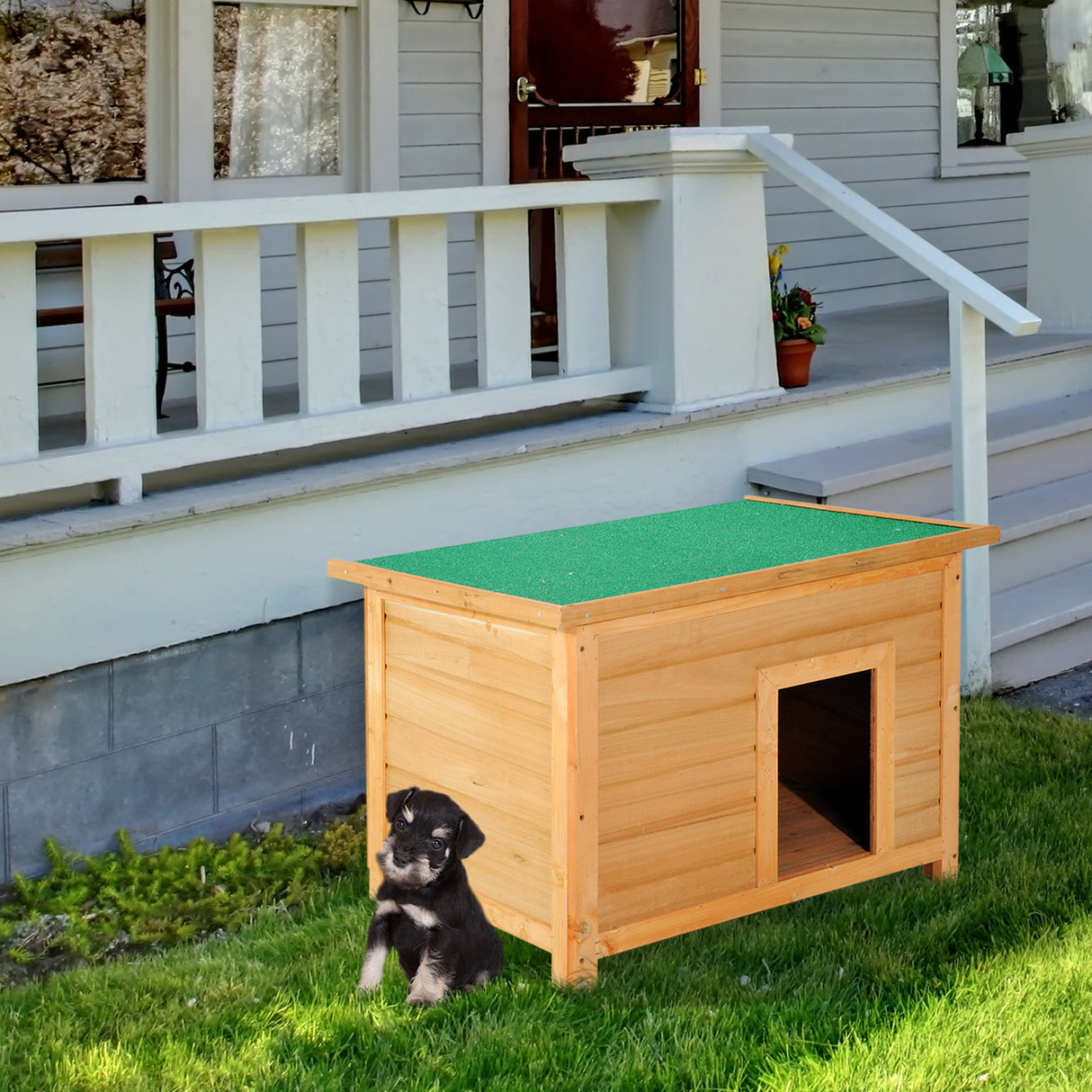 easycomfort easycomfort cuccia per cani impermeabile da esterno in legno di abete 85x58x58cm