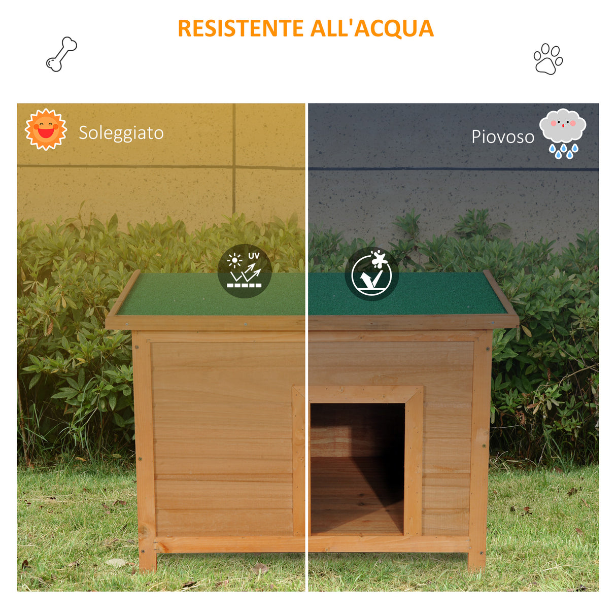 easycomfort easycomfort cuccia per cani impermeabile da esterno in legno di abete 85x58x58cm