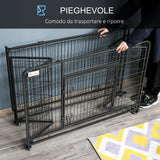 easycomfort easycomfort kennel gabbia per cani pieghevole con freno e fondo rimovibile grigio