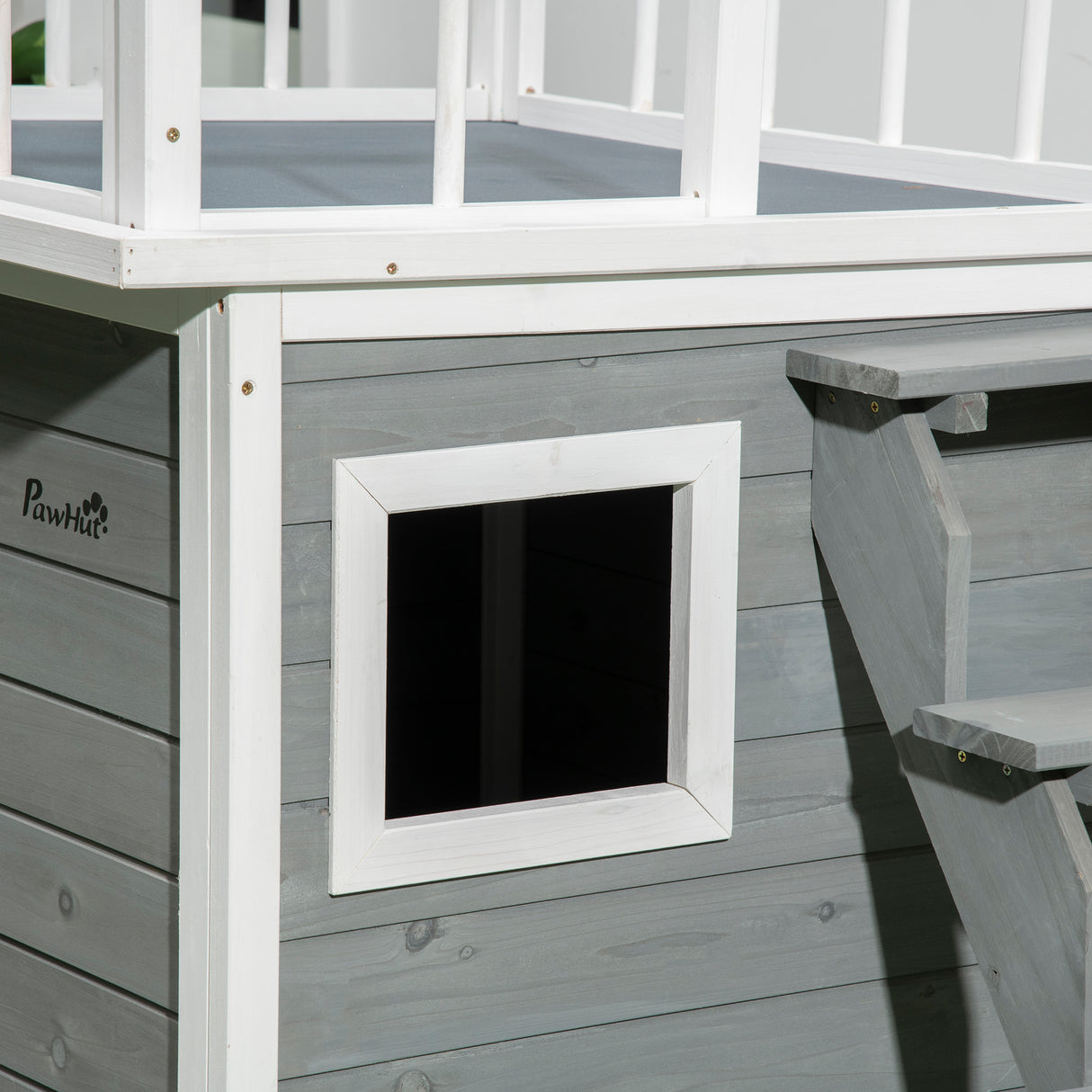 easycomfort easycomfort casetta per cani con terrazza scaletta e finestra 121x77x78cm grigio chiaro