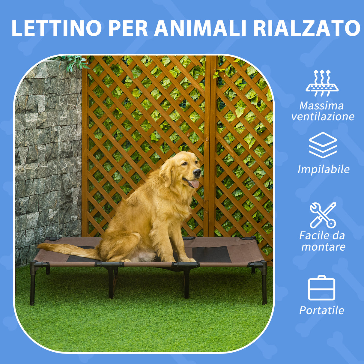easycomfort easycomfort brandina lettino per cani pieghevole in metallo e tessuto oxford con sacca di trasporto 122x92x23cm marrone e nero
