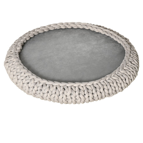 easycomfort cuccia per cani e gatti rotonda con bordi rialzati e cuscino lettino per cani imbottito effetto velluto 93x15cm grigia