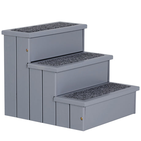 easycomfort scaletta per cani a 3 gradini con tappeto antiscivolo e spazio interno 40.5x44.5x38cm grigio