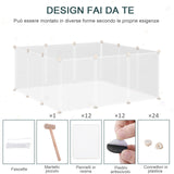 easycomfort recinto per conigli cuccioli e piccoli animali modulabile in metallo e pp 12 pannelli da 35x45cm bianco