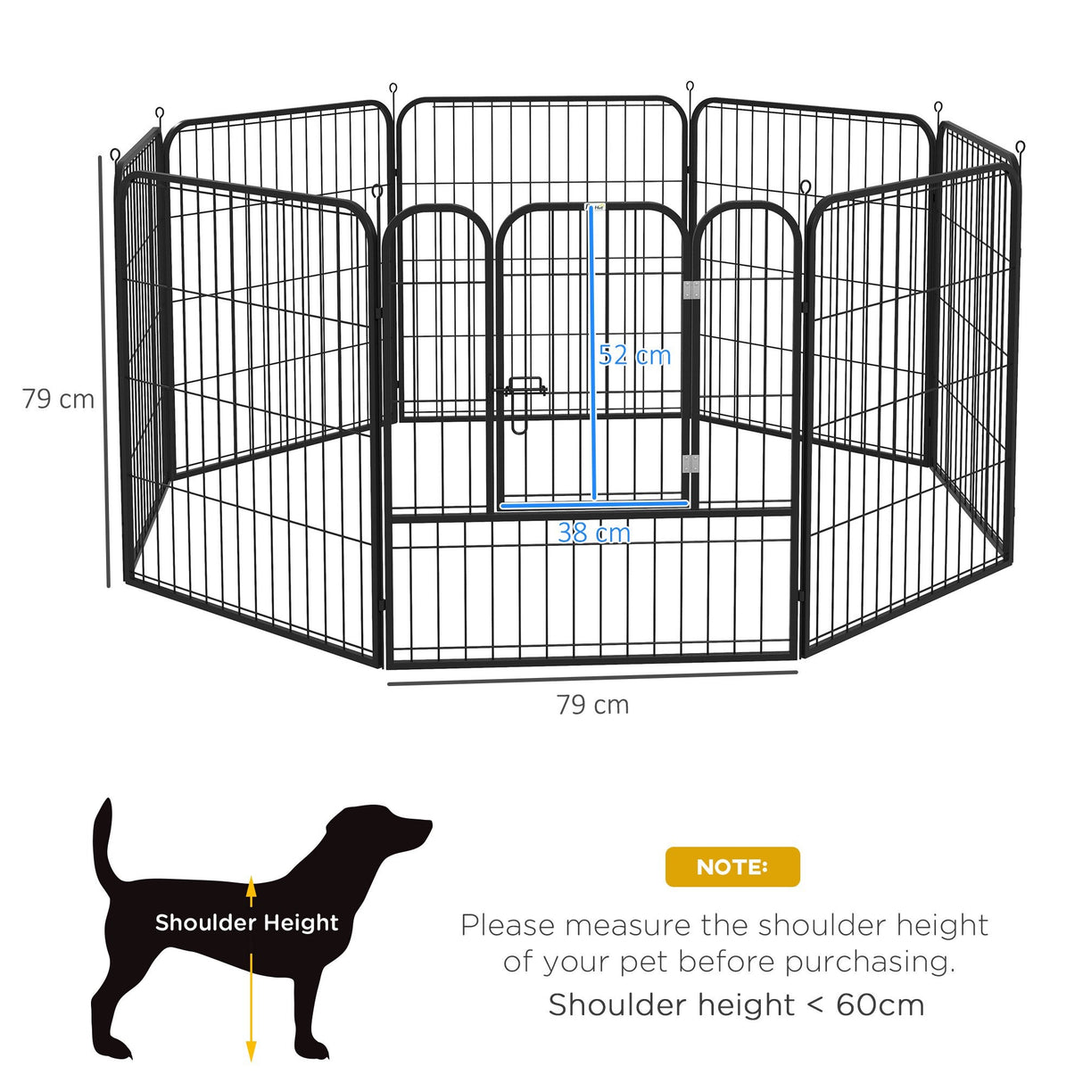 easycomfort recinto modulare per cani da interno ed esterno in metallo e acciaio 8 pannelli 79x79cm