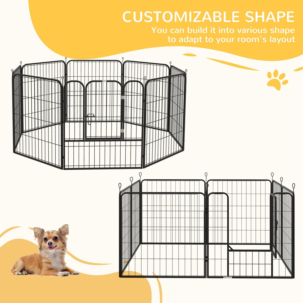 easycomfort recinto modulare per cani da interno ed esterno in metallo e acciaio 8 pannelli 79x79cm