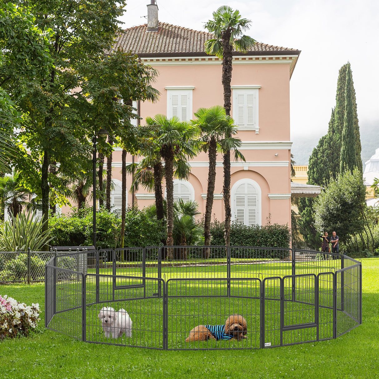 easycomfort recinto per cani e animali domestici con 12 pannelli modulabili in acciaio e 2 ingressi 80x1.5x60cm nero