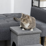 easycomfort scaletta per cani e gatti 10kg max a 3 gradini con casetta per cani e spazio portaoggetti 73.5x33x40.5 cm grigio