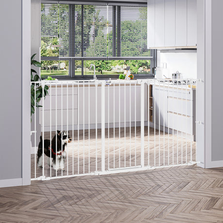 easycomfort easycomfort cancelletto per cani taglia media a 3 pannelli con doppio sistema di blocco 206x90cm bianco