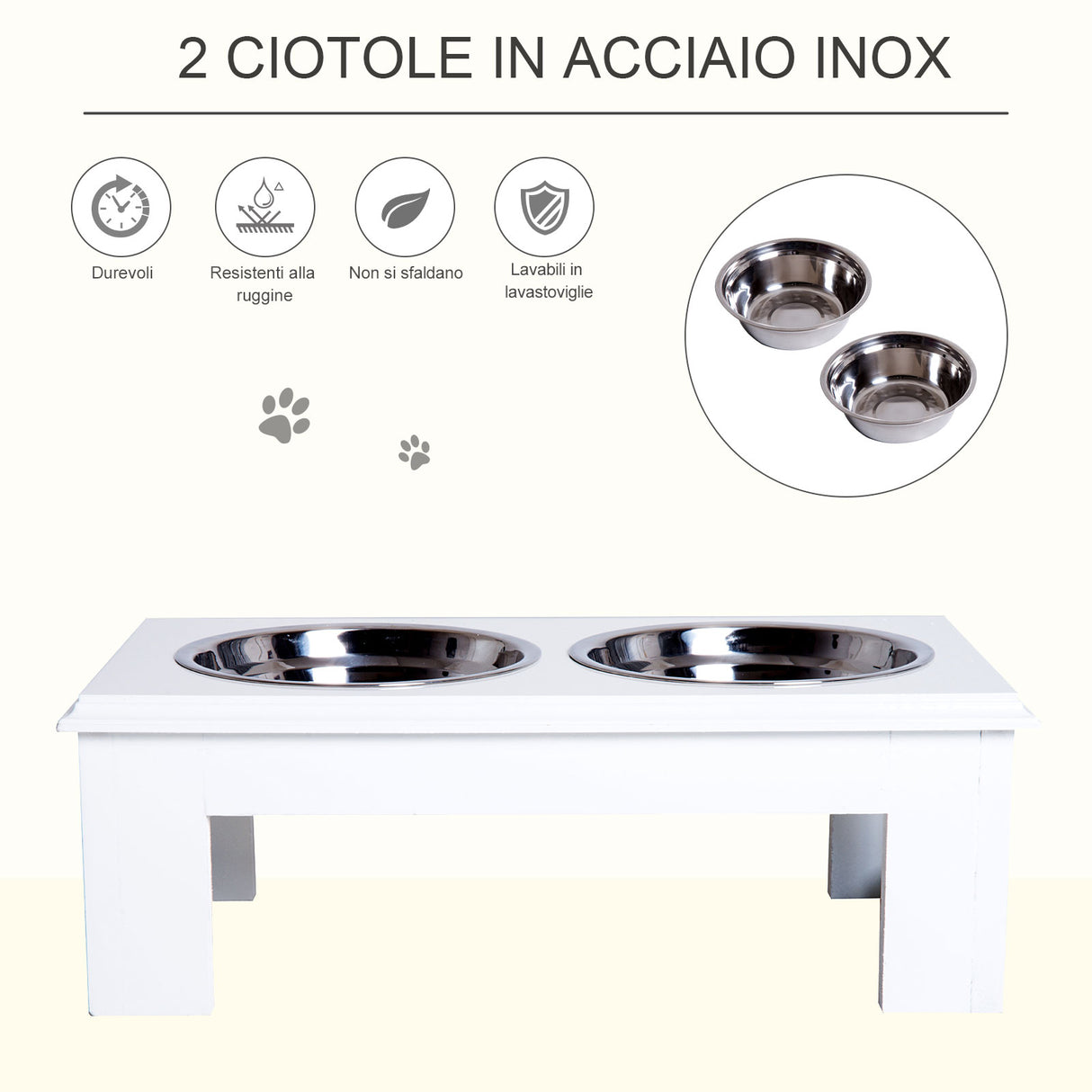 easycomfort easycomfort ciotola rialzata per cani in acciaio inossidabile 2 piatti 44x24x15cm